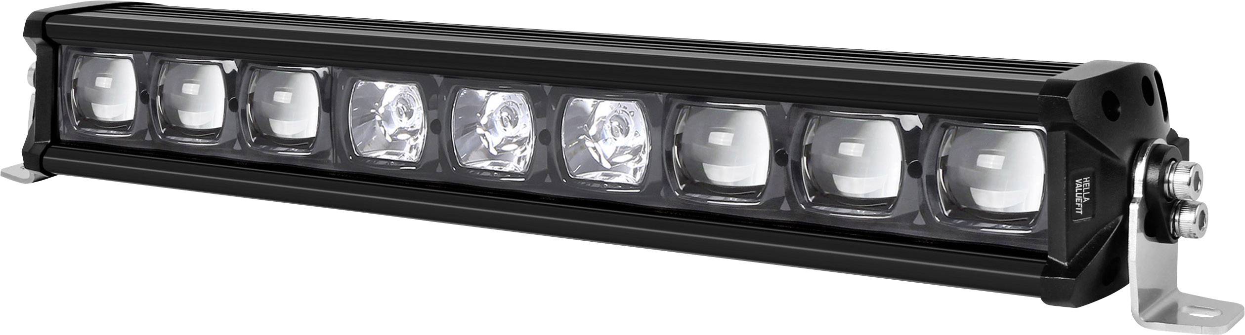 LED svjetlosna traka s deset pojedinačnih kvadratnih leća u crnom kućištu, pričvršćena sa strane; pogodna za vozila.