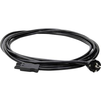 Crni električni kabel s utikačem i utičnicom, prikazan kao namotani.