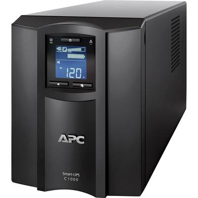 Crna APC UPS jedinica (neprekidno napajanje) na zaslonu prikazuje izlazni napon od 120 volti.