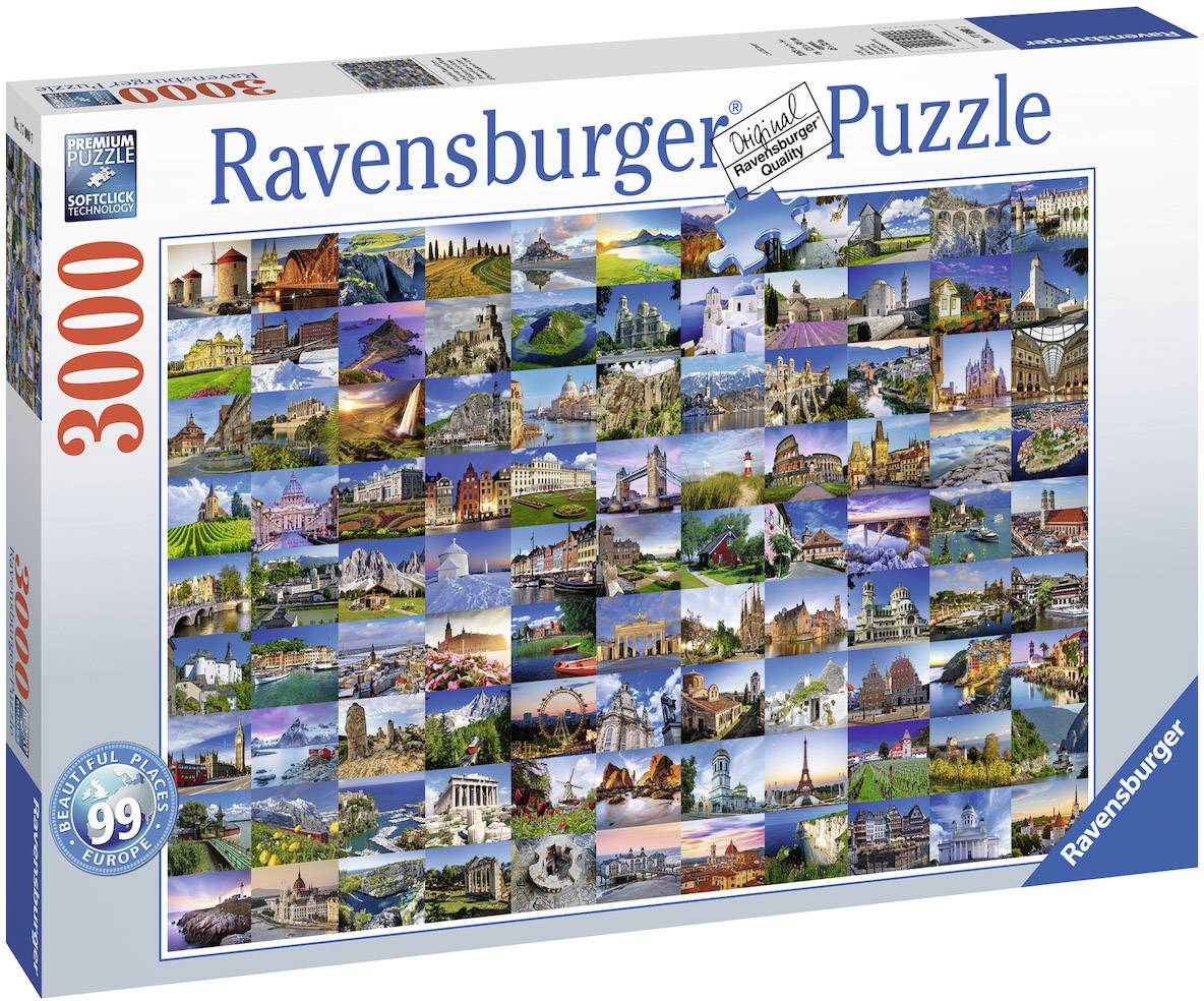 Ravensburgerova slagalica od 3000 dijelova prikazuje kolaž europskih znamenitosti.