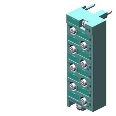 Tirkizno plavi električni modul s nekoliko kružnih priključaka u dvije vertikalne linije, namijenjen industrijskim primjenama.
