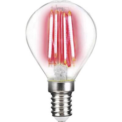 Žarulja s svijetlećim crvenim LED filamentima koji simboliziraju toplinu i energetsku učinkovitost.