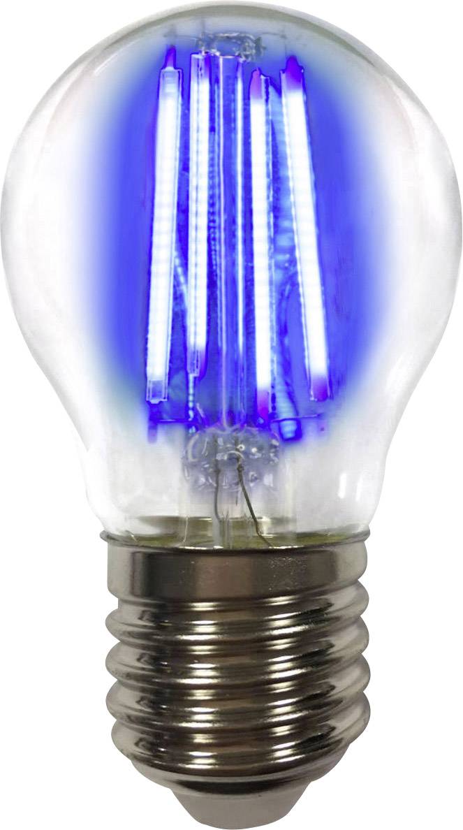 LightMe LM85315 LED Energetska učinkovitost 2021 G (A - G) E27 oblik kapi 4 W plava (Ø x V) 45 mm x 77 mm filament 1 St.