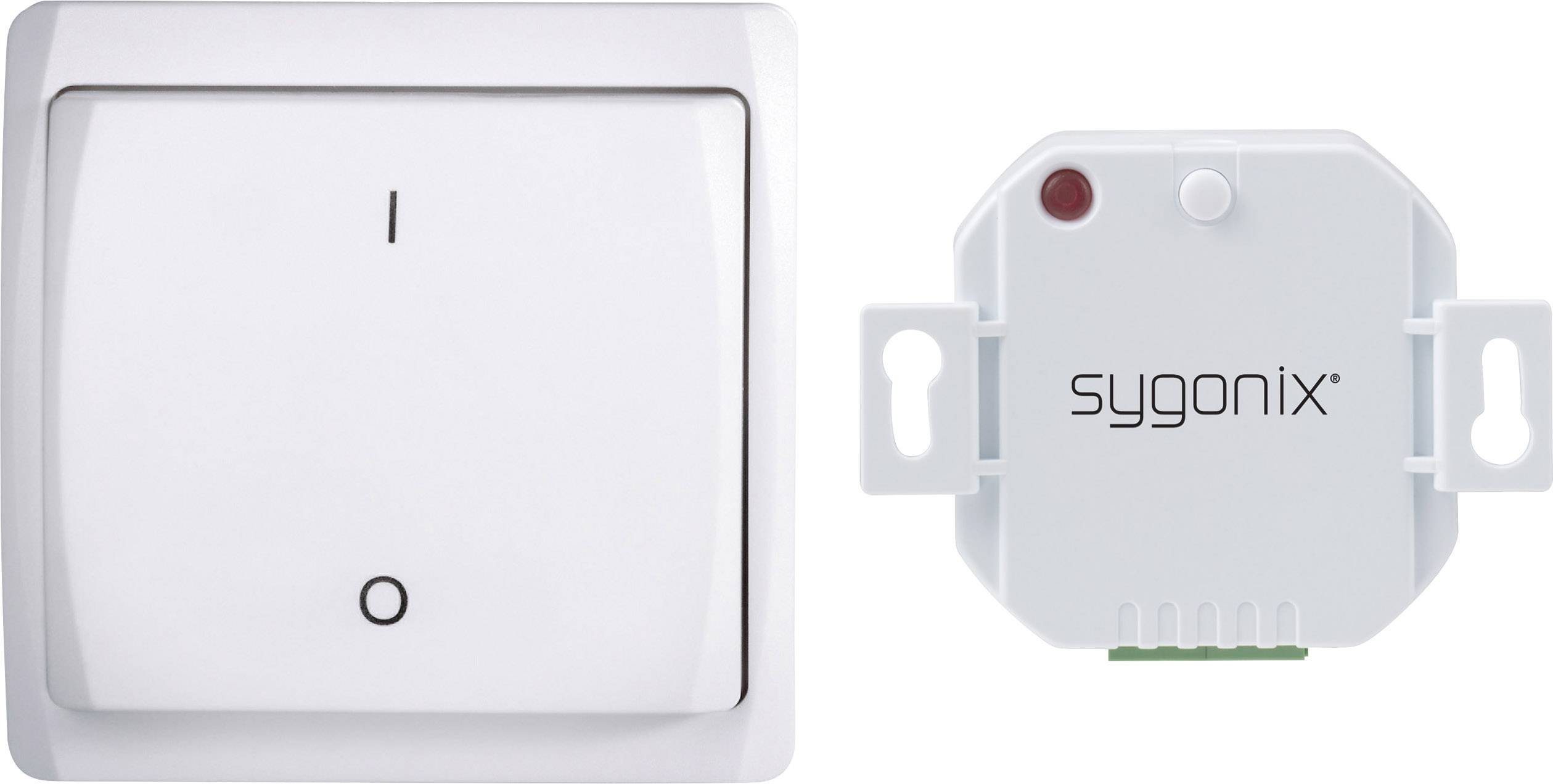 Prekidač za svjetlo i bijeli elektronički modul s logotipom 'sygonix', pogodan za integraciju u pametni dom.