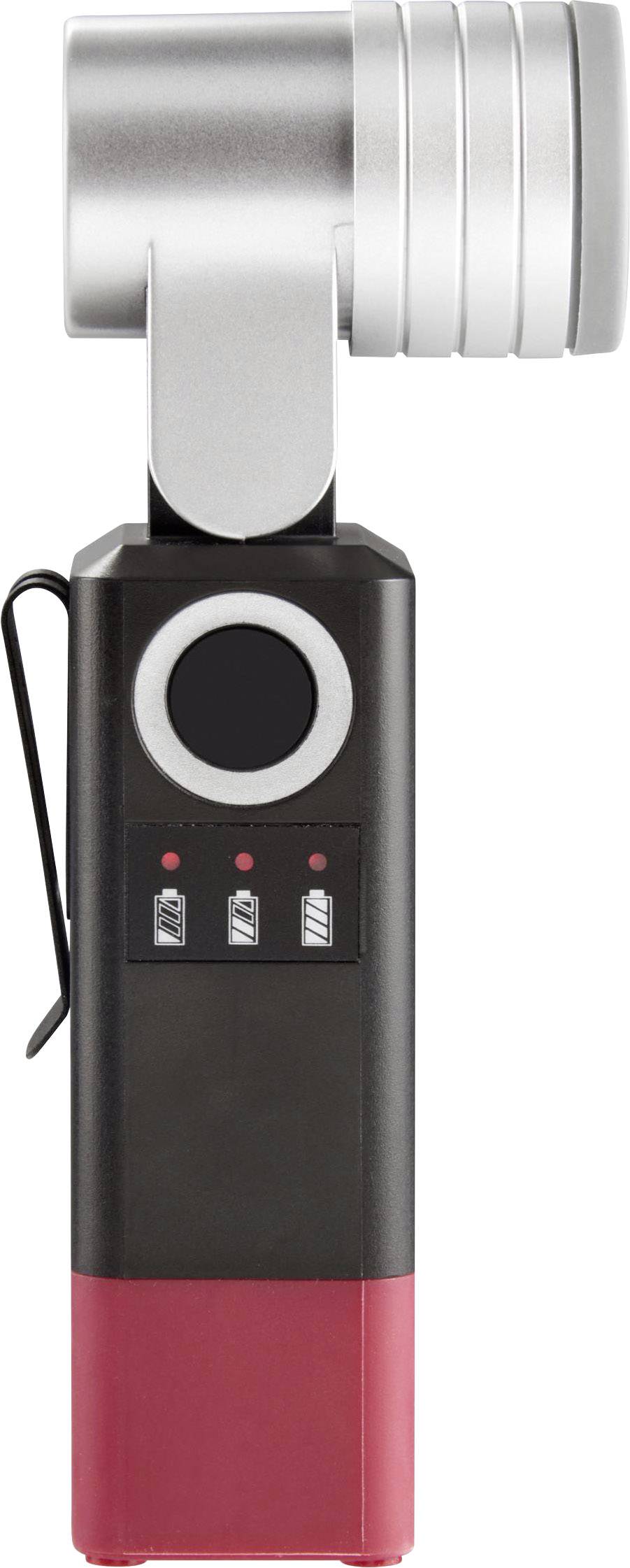 Kompaktan, prijenosni mikrofon sa srebrnom glavom i crvenom bazom, pogodan za audio snimanja na terenu.