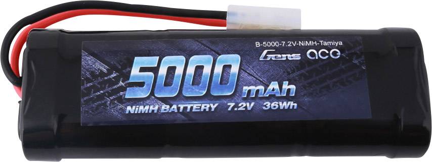Crni NiMH akumulator s plavim natpisom '5000 mAh', napona 7,2V i energije 36Wh. Vidljivi su kabel i priključak.