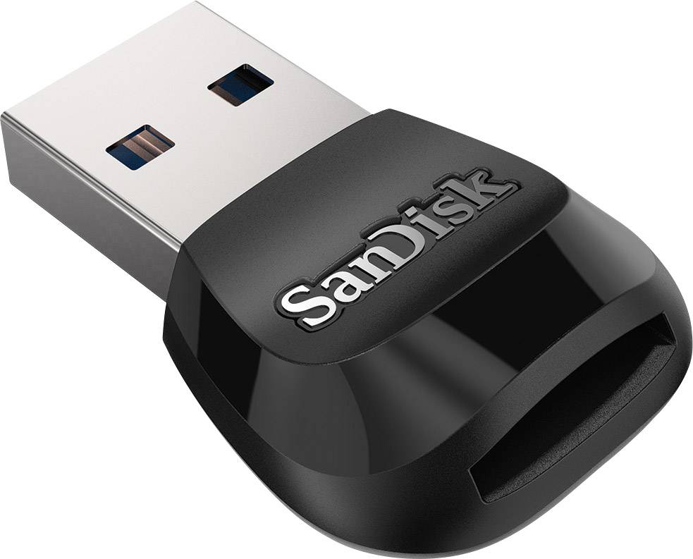 USB stick u crnoj boji s logotipom marke „SanDisk" na gornjem dijelu.