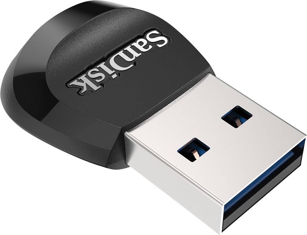Crni USB stick marke SanDisk, djelomično ističući se, s plavim priključkom.