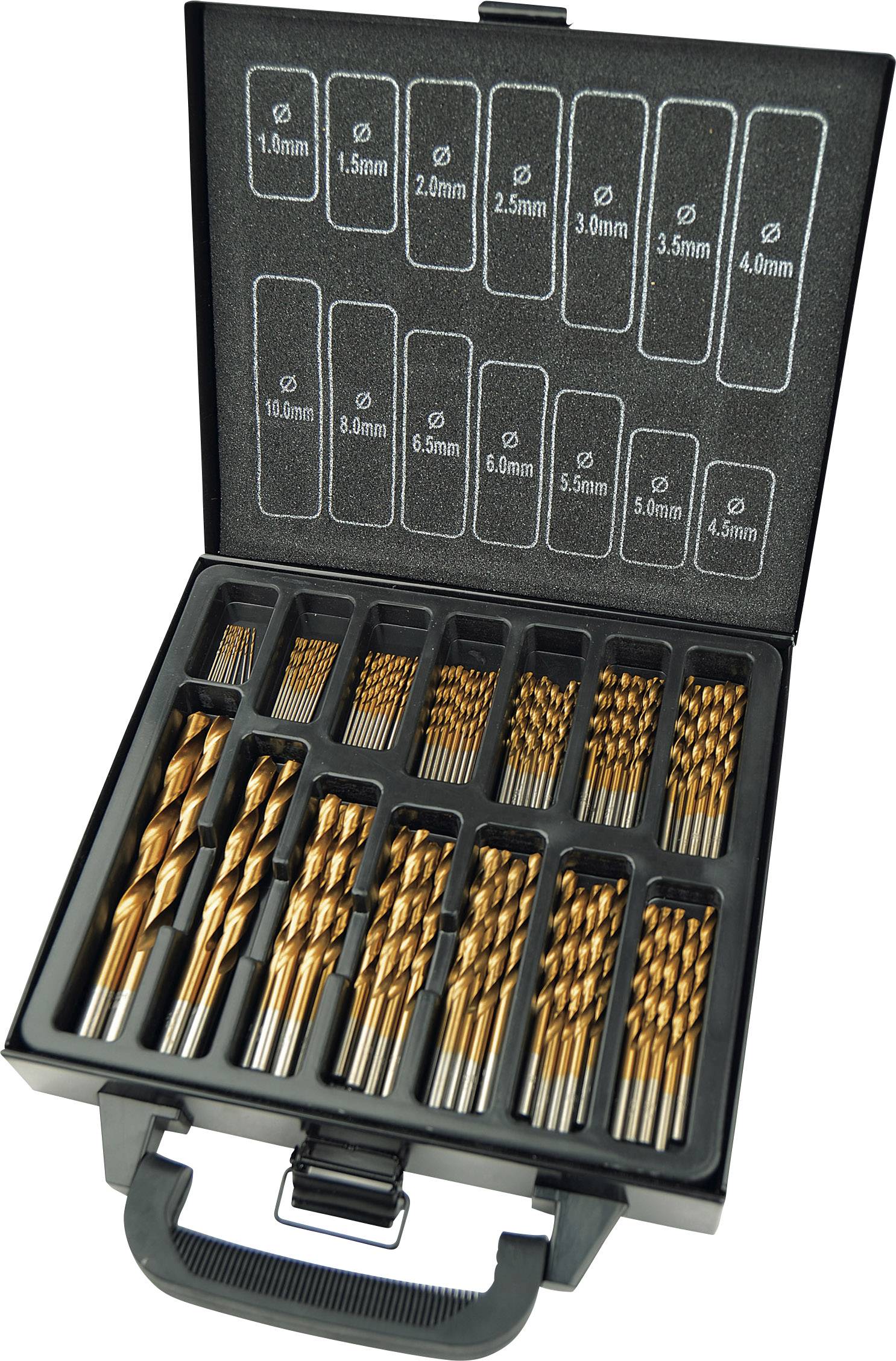 Brüder Mannesmann M54399 HSS Metaal-spiraalboorset 99-delig 1 mm, 1.5 mm, 2 mm, 2.5 mm, 3 mm, 3.5 mm, 4 mm, 4.5 mm, 5 mm, 5.5 mm, 6 mm, 6.5 mm, 8 mm, 10 mm TiN