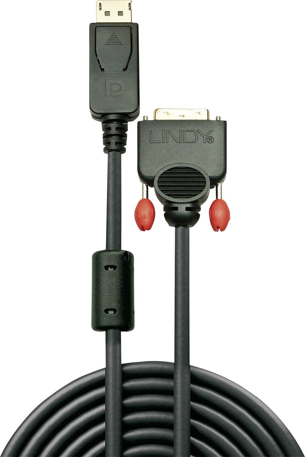 LINDY 41491 DisplayPort-kabel DisplayPort / DVI Adapterkabel DisplayPort-stekker, DVI-D 24+1-polige stekker 2.00 m Zwart Vergulde steekcontacten