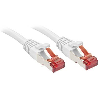 Dva bijela Ethernet kabela s crvenim utikačima na bijeloj pozadini.