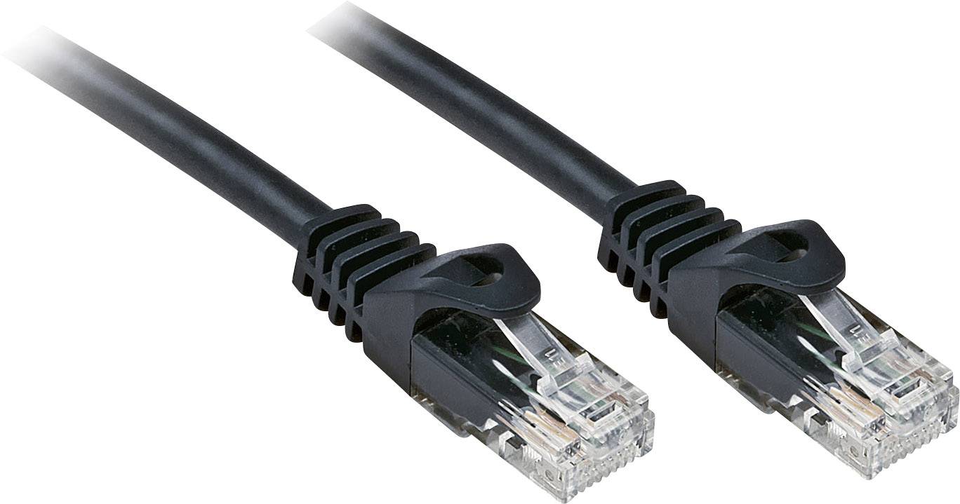 Dva crna Ethernet kabela s utikačima na krajevima, prikazana na bijeloj pozadini.