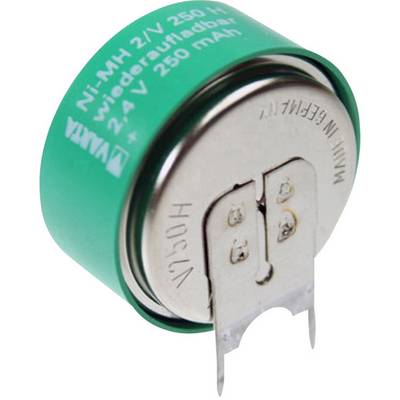 Zelena, cilindrična Ni-MH baterija od 2,4 V i 250 mAh, punjiva; idealna za elektroničke uređaje.