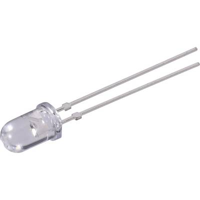 Prozirna LED s dva duga, tanka metalna priključka koja se protežu udesno.