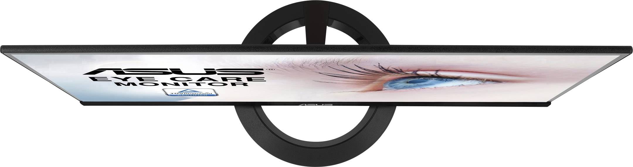 ASUS-ov monitor za zaštitu očiju pogledan odozgo, s naglaskom na dizajn i tehnologiju zaštite očiju, prikazan pomoću oka.