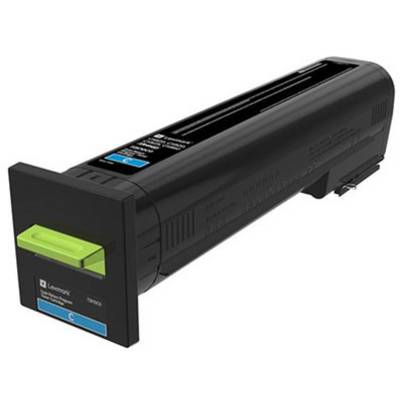 Crna tinta patrona s zelenom i plavom oznakom, kompatibilna za Lexmark printere.