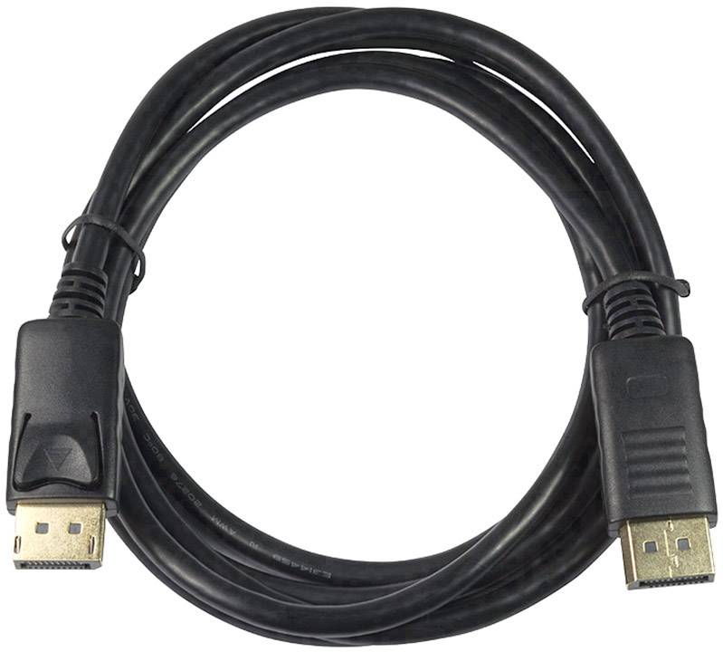 Crni DisplayPort kabel s dva priključka, pogodan za prijenos video i audio signala između uređaja.
