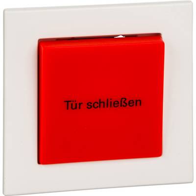 Crveni gumb s natpisom 'Zatvoriti vrata' na bijelom panelu.