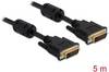 Delock DVI priključni kabel DVI-I 24+5-polni utikač, DVI-I 24+5-polni utikač 5.00 m crna 83113 s feritnom jezgrom DVI kabel
