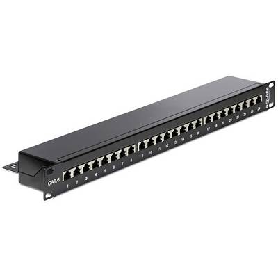 Patch panel s 24 Ethernet porta, označen kao 'CAT6', omogućava strukturirано mrežno ožičenje u prostoriji za servere.