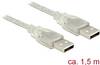 Delock USB kabel USB 2.0 USB-A utikač, USB-A utikač 1.50 m prozirna s feritnom jezgrom 83888