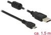 Delock USB kabel USB 2.0 USB-A utikač, USB-Micro-B utikač 1.50 m crna s feritnom jezgrom 84902