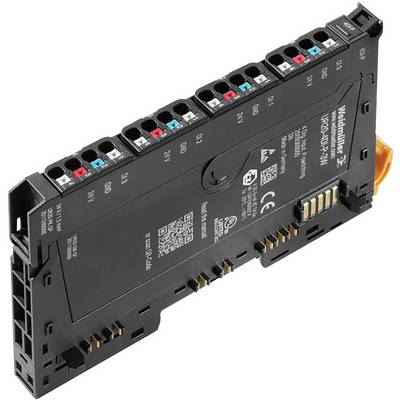 Elektronički modul s oznakama za priključke i tehničkim detaljima. Prikazuje sučelja i informacije bar-koda.