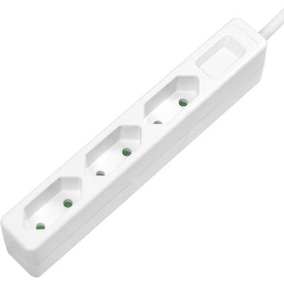 Trostruka utičnica, bijela, s uzemljenim utičnim mjestima za priključenje više električnih uređaja.