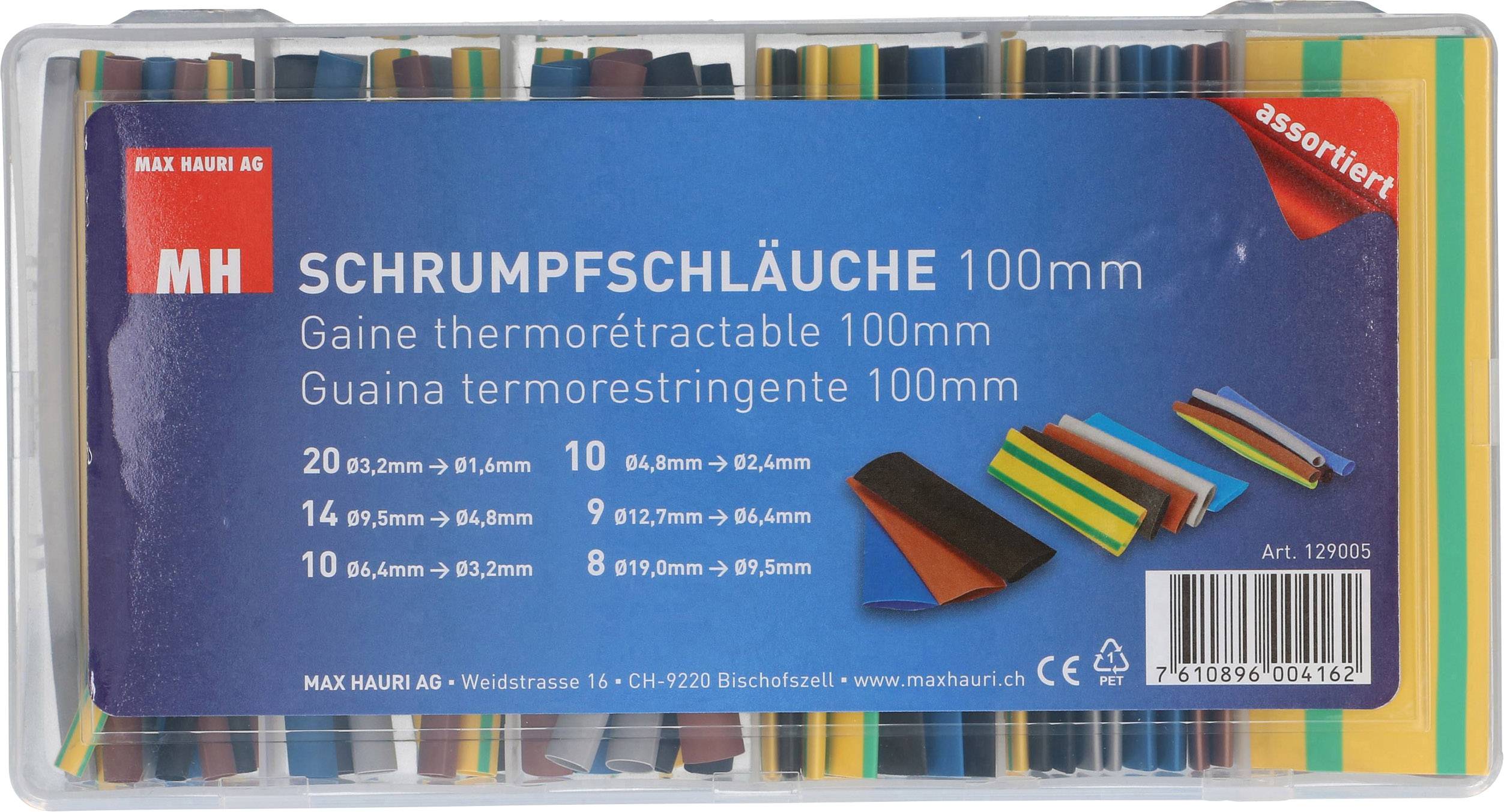 Set termo-skupljih cijevi, 100 mm, u različitim bojama i veveličinama, idealan za izoliranje i zaštitu kabelskih spojeva.