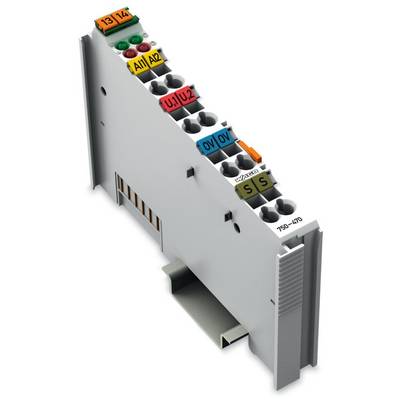 Modul s obojenim priključcima i oznakama poput 'I1/I4', 'A1/A2', 'U1/U2'. Koristi se za obradu električnih signala.