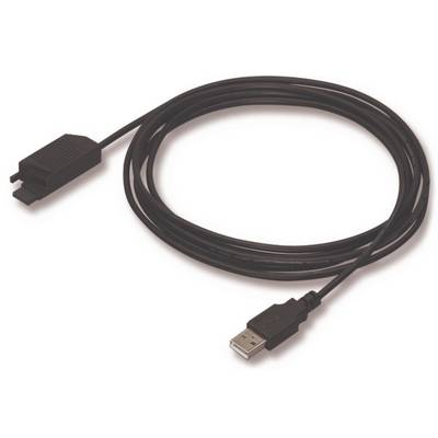 Crni USB kabel s kvadratnim priključkom na jednoj strani i tipičnim USB utikačem na drugoj strani.