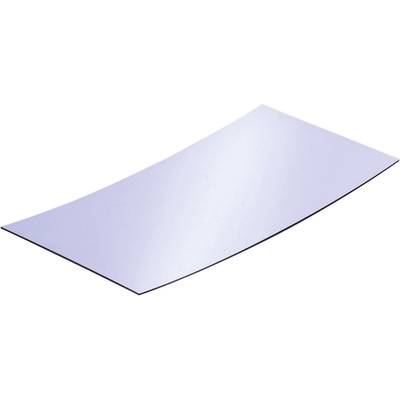 Fleksibilni, tanki list reflektirajućeg materijala, blago zakrivljen, na bijeloj pozadini.