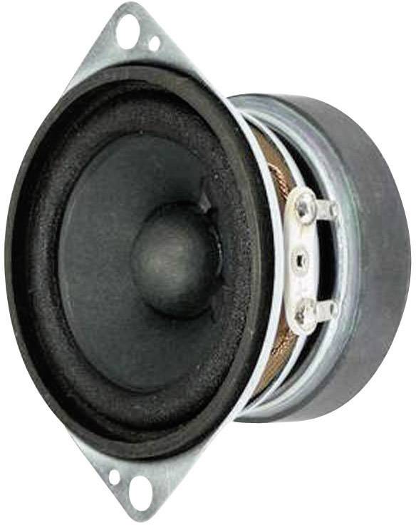 Okrugli zvučnik s metalnim okvirom, crnim stožcem i dvije priključne stezaljke. Koristi se u audio uređajima za reprodukciju zvuka.