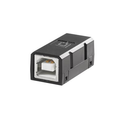 Crni USB adapter koji pretvara USB-A priključak u USB-B priključak.