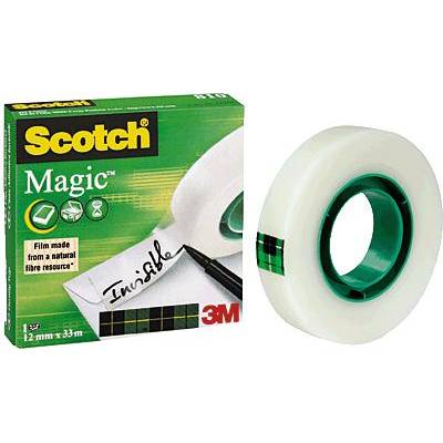 Rolica prozirne ljepljive trake marke Scotch, poznate kao 'Magic Tape', u zelenoj ambalaži, pogodne za nevidljivo lijepljenje.