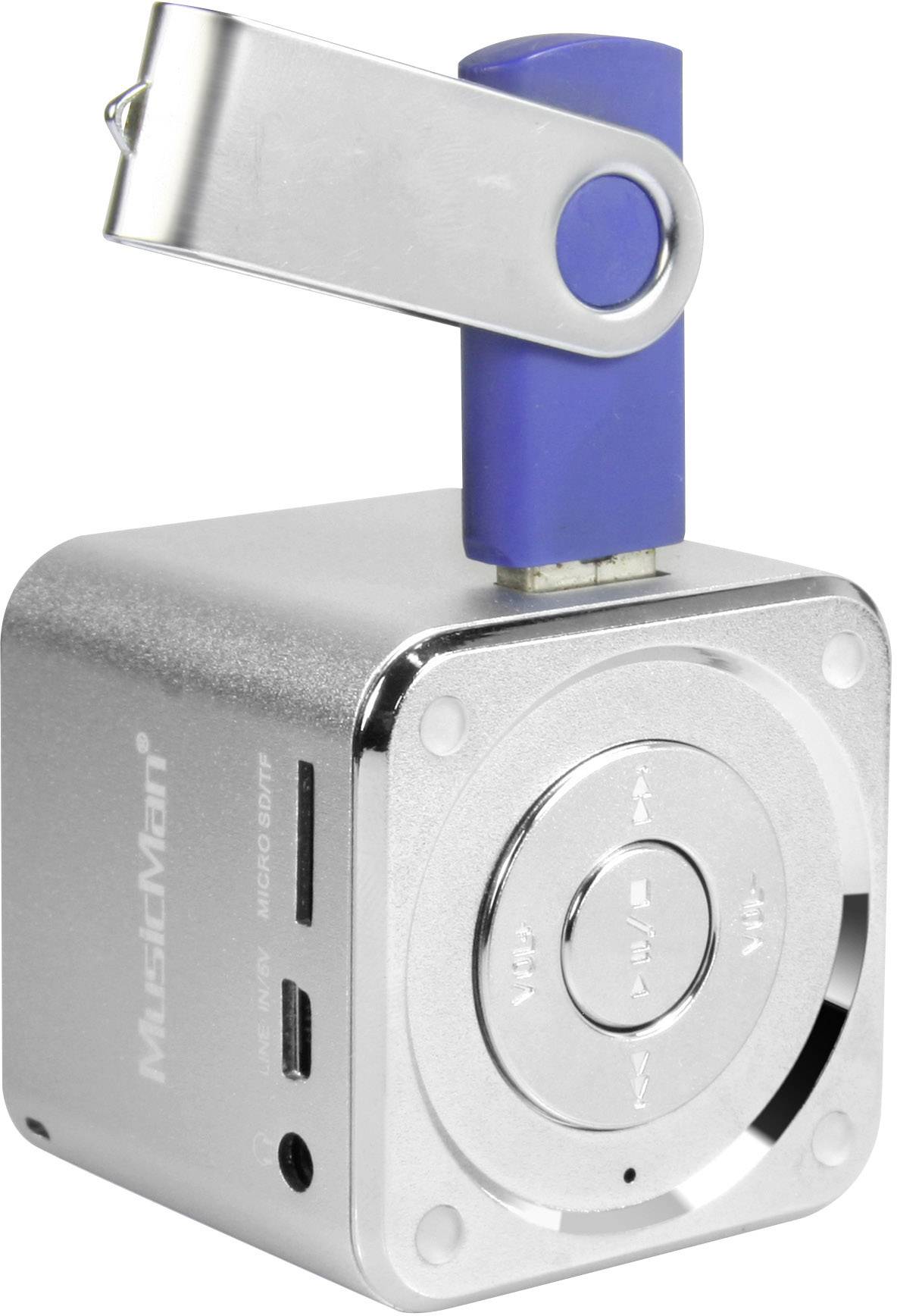 mini zvučnik Technaxx MusicMan Mini AUX, SD, USB srebrna