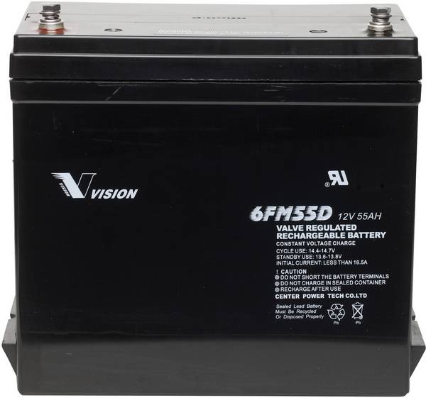 Vision Akkus 6FM55DX 6FM55DX olovni akumulator 12 V 55 Ah olovno-koprenasti (Š x V x D) 239 x 210 x 132 mm M6 vijčani priključak bez održavanja, ciklus postojanosti