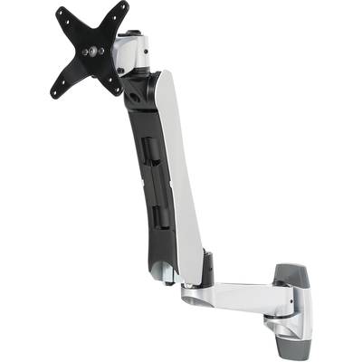 Zidni nosač monitora u srebrnoj i crnoj boji koji omogućava fleksibilno pozicioniranje monitora za ergonomski rad.