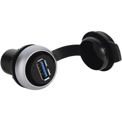 USB priključak za ugradnju u vozila, s uklonjivim zaštitnim čepom. Pogodan za punjenje i prijenos podataka.