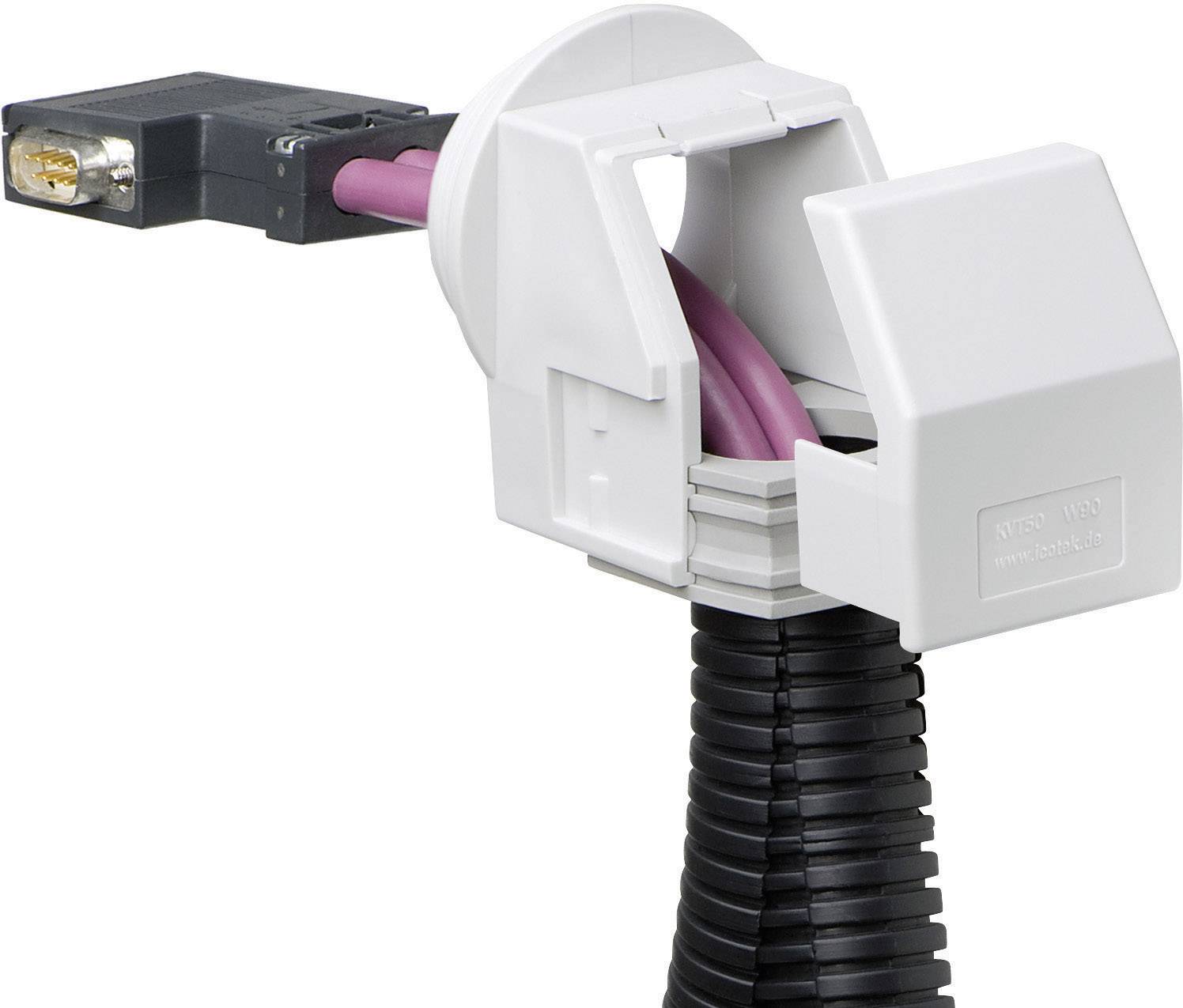 Kabel se provodi kroz bijeli kabelski prolaz s poklopcem. S lijeve strane priključen je crni utikač.