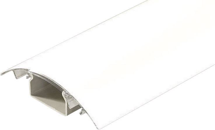 Bijeli, savijeni plastični poklopac kabelskog kanala koji služi za prekrivanje kabela.