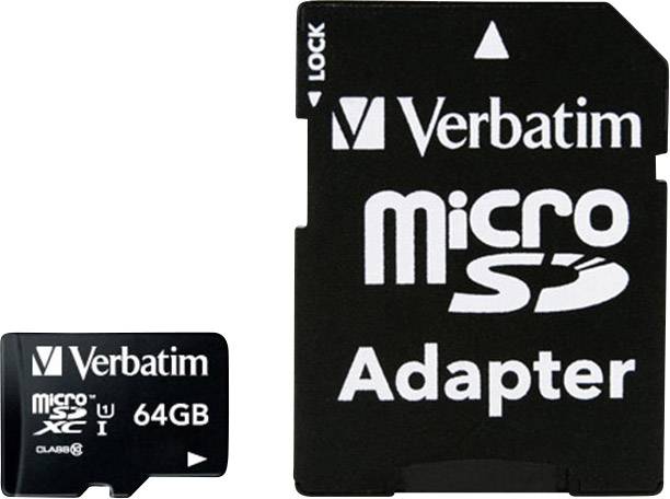 Verbatim microSDXC UHS-I 64GB memorijska kartica s adapterom, prikazuje rješenje za pohranu podataka za mobilne uređaje.