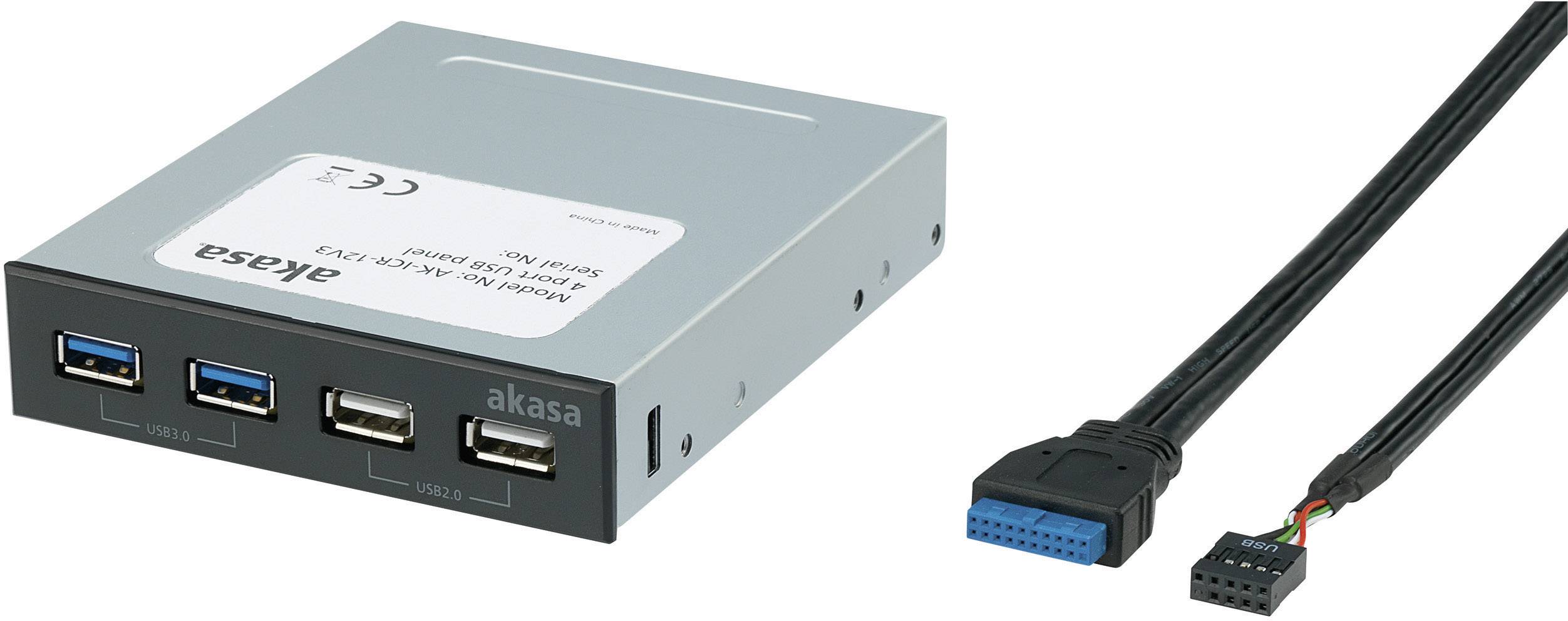 Interni USB hub panel s četiri USB priključka i pripadajućim kabelima, pogodan za PC povezivanje.