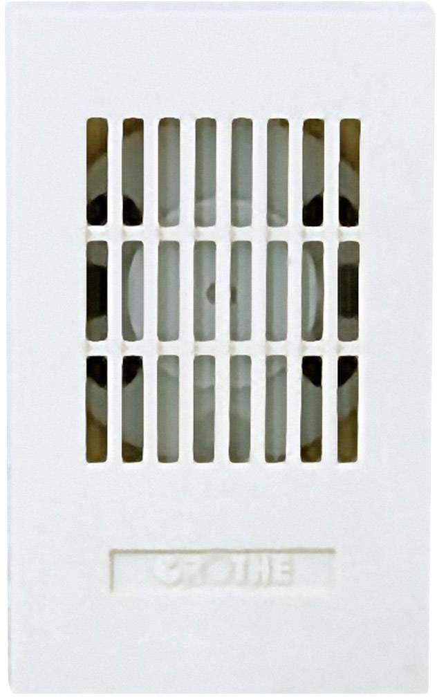 Bijeli ventilator na zidu, pravokutnog oblika, s vertikalnim ventilacijskim otvorima, ispod kojeg piše 'Crothe'.