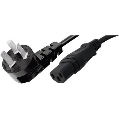Crni mrežni kabel s tropolnim utikačem i C14 utičnicom, često korišten za računala i elektroničke uređaje.