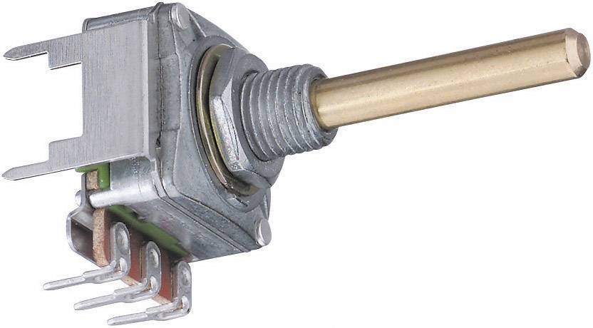 Metalni potenciometar s polugom i nekoliko priključnih čepova za upravljanje električnim uređajima.