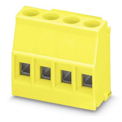Žuti električni priključni blok s četiri priključne otvore, korišten za sigurno spajanje električnih vodova.