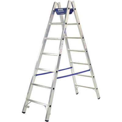 Aluminijska ljestve postavljene, slobodno stojeće na čvrstoj podlozi.