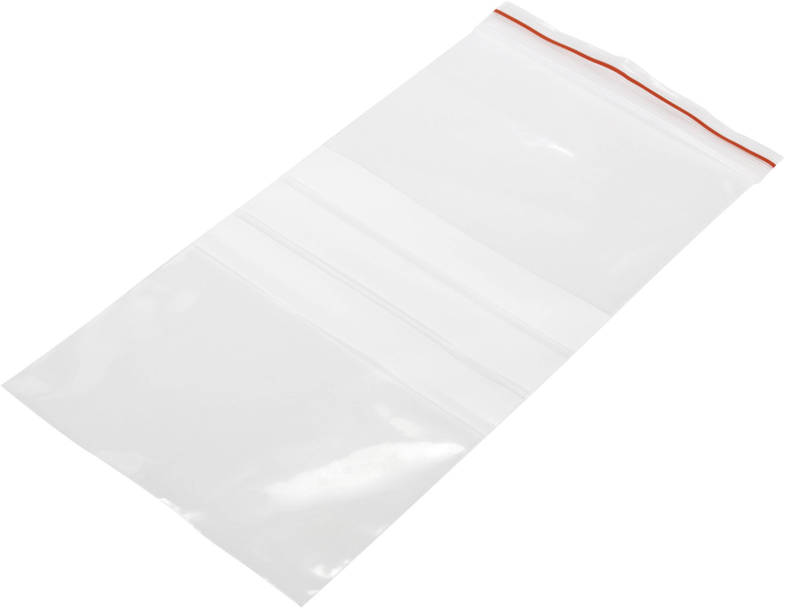 Prozirna plastična vrećica sa zatvaračem crvene boje koja se može ponovno zatvoriti.