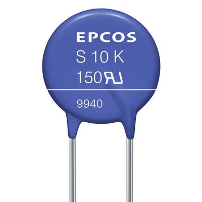 Plavi varistor s natpisom 'EPCOS S10K 150' i '9940', korišten u elektroničkim sklopovima za zaštitu od prenapona.